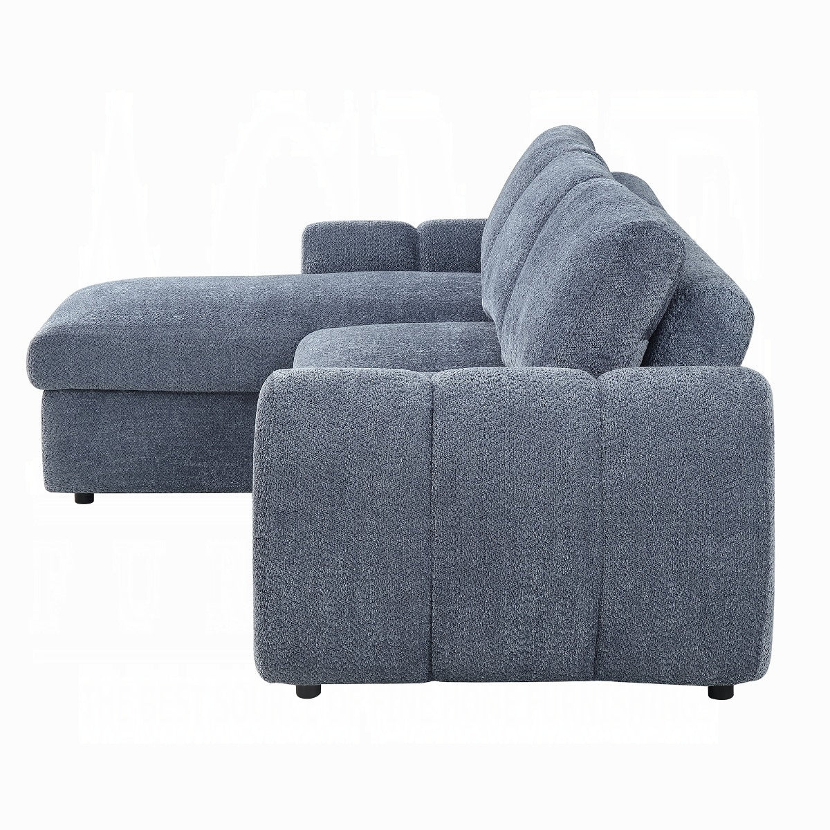 Nuriel Reversible Sectional Sofa w/Sleeper & Storage - Blue Boucle