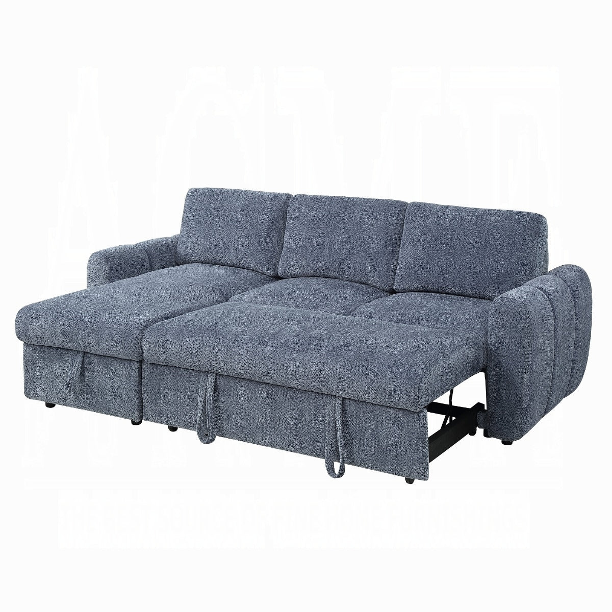 Nuriel Reversible Sectional Sofa w/Sleeper & Storage - Blue Boucle