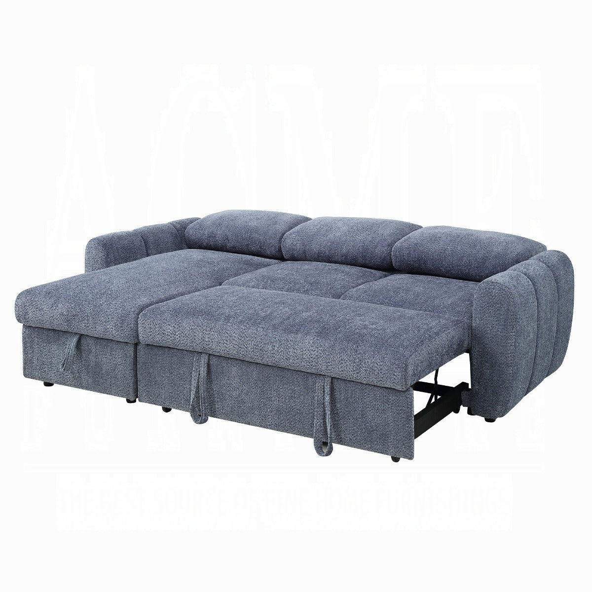Nuriel Reversible Sectional Sofa w/Sleeper & Storage - Blue Boucle