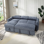 Nuriel Reversible Sectional Sofa w/Sleeper & Storage - Blue Boucle