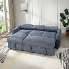 Nuriel Reversible Sectional Sofa w/Sleeper & Storage - Blue Boucle
