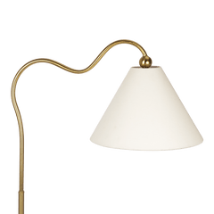 Majestic Brass Ring Base Curved Floor Lamp