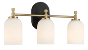Meadows Three Lights Vanity Brushed Gold Bathroom Wall Light for Bathroom Over Mirror 20.5"W × 10.125"H × 5.5"E with White Frosted Glass