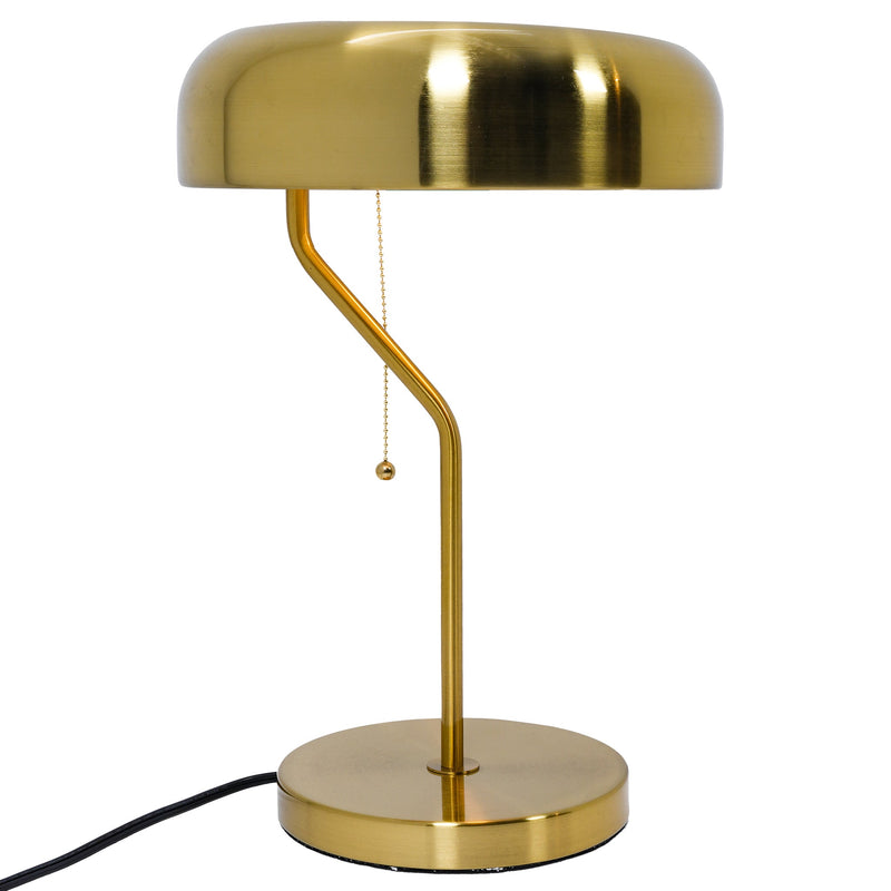 Lámpara de mesa Metro con exterior dorado e interior blanco