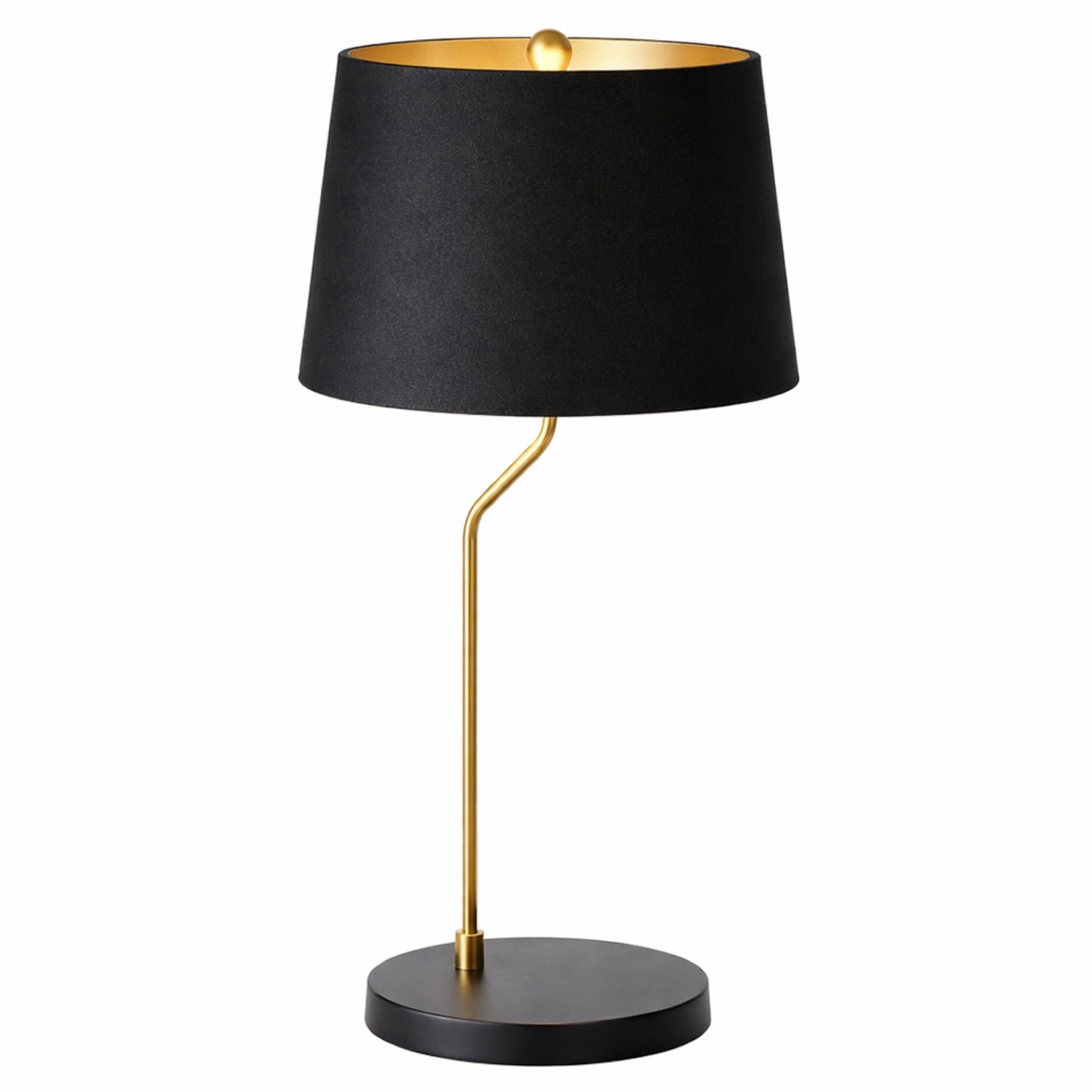 Lámpara de mesa brillante - Exterior negro e interior dorado