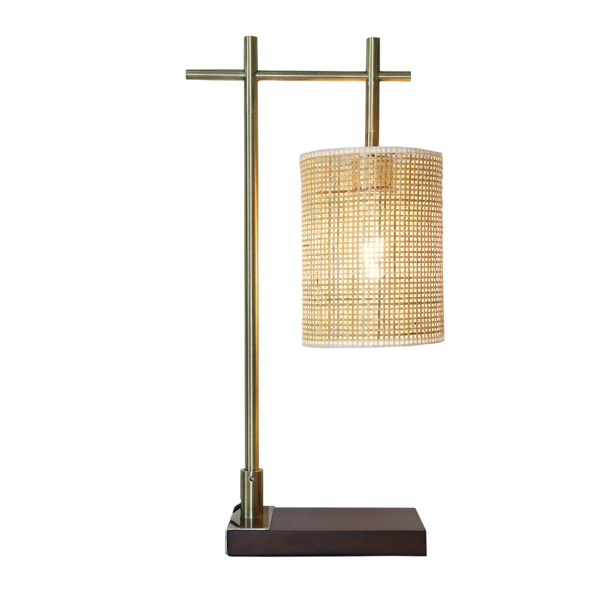 Moonstone Bamboo Lampshade Table Lamp - Dark Brown - Bronze
