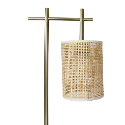 Moonstone Bamboo Lampshade Table Lamp - Dark Brown - Bronze