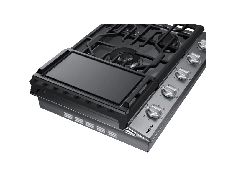 30" Smart Gas Cooktop with Illuminated Knobs in Stainless Steel