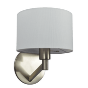 Nebula Brushed Nickel Base Wall Lamp with Rotary Switch White Fabric Shade