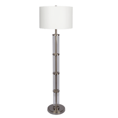 Nimbus Brushed Nickel Floor Lamp with 3-Way Rotary Switch Clear Glass Body  Metal Base