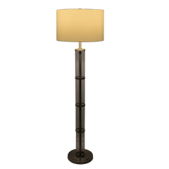 Nimbus Brushed Nickel Floor Lamp with 3-Way Rotary Switch Clear Glass Body  Metal Base