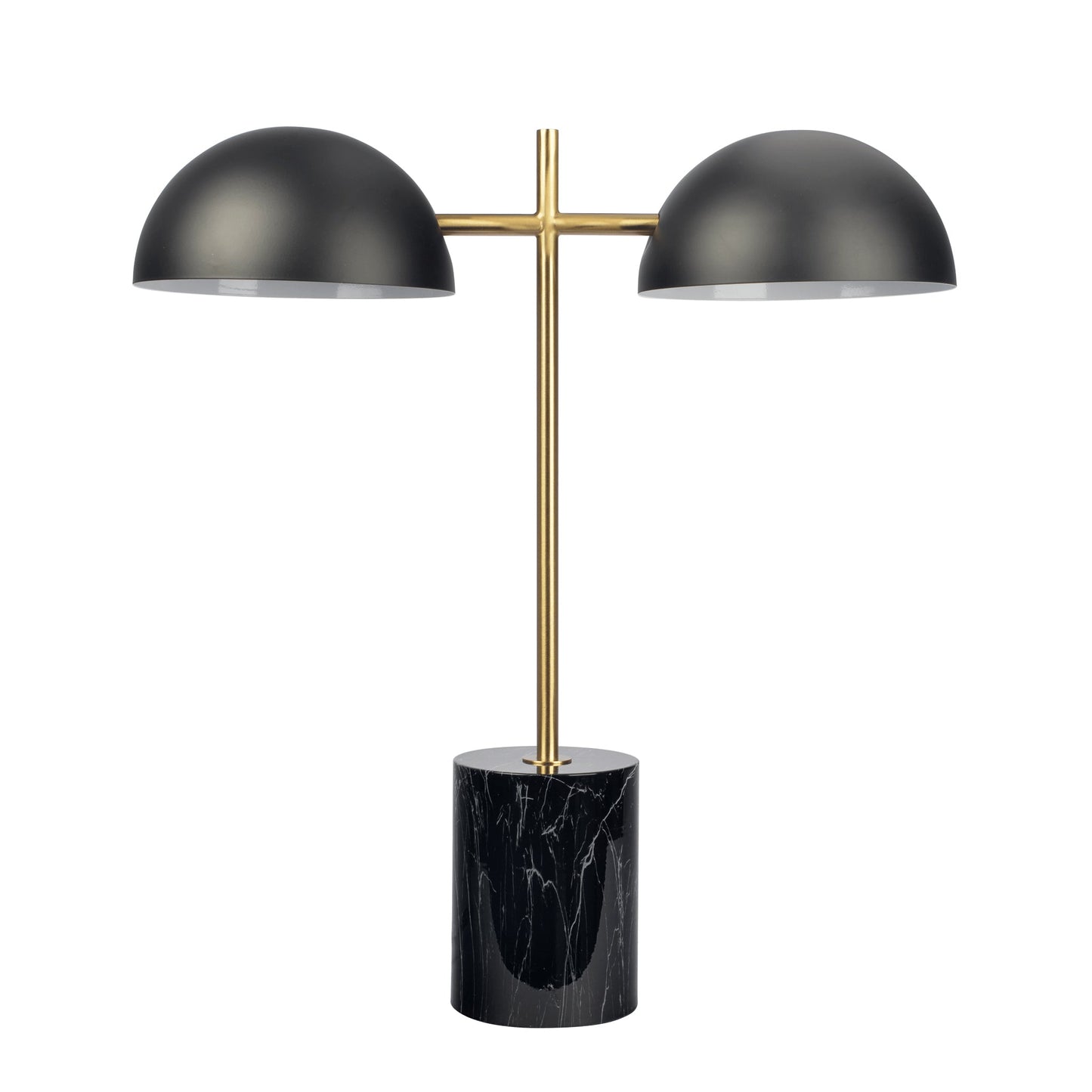 Lámpara de mesa Nova Hydro negra con interruptor de encendido y apagado, lámpara doble con base de imitación mármol