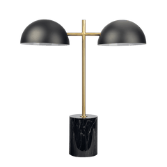 Nova Hydro Black Table Lamp with On/Off Switch Double Lamp with Faux Marble Base