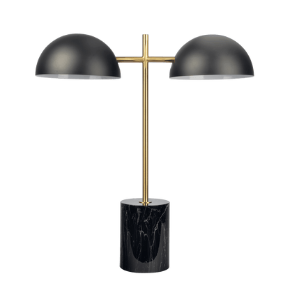 Nova Hydro Black Table Lamp with On/Off Switch Double Lamp with Faux Marble Base