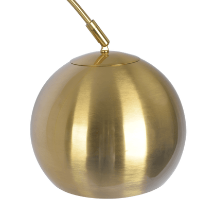 Oasis Long Arm Gold Brass Adjustable Floor Lamp with Round White Marble Base