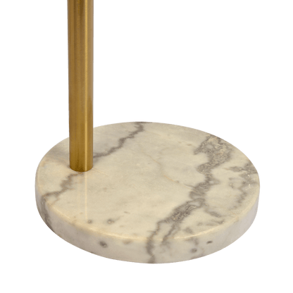 Oasis Long Arm Gold Brass Adjustable Floor Lamp with Round White Marble Base