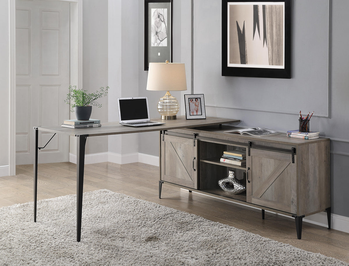 Zakwani Writing Desk - Gray Oak & Black