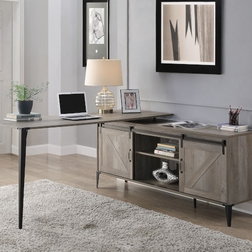 Zakwani Writing Desk - Gray Oak & Black