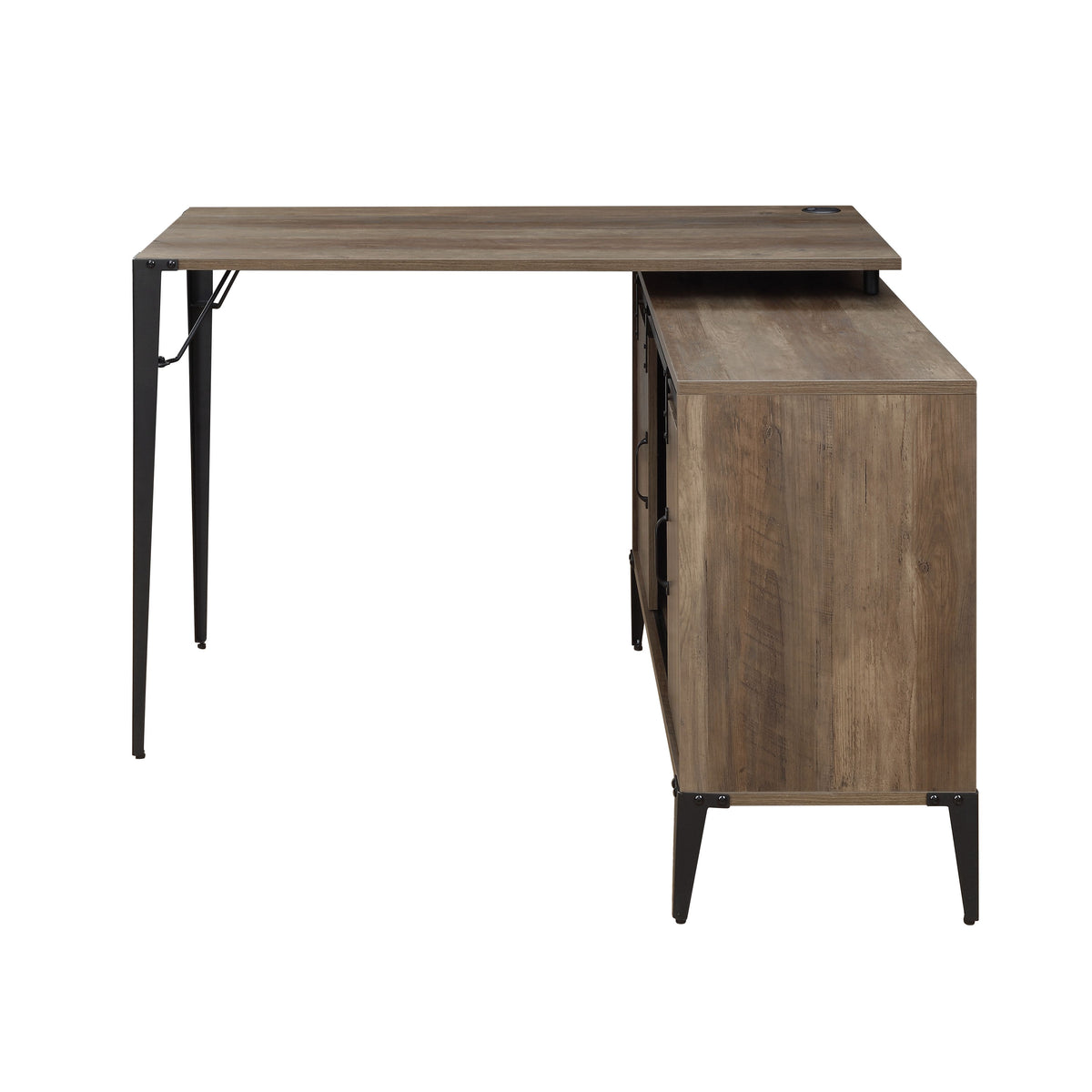 Zakwani Writing Desk - Rustic Oak & Black (48"W x 48"D x 31"H)