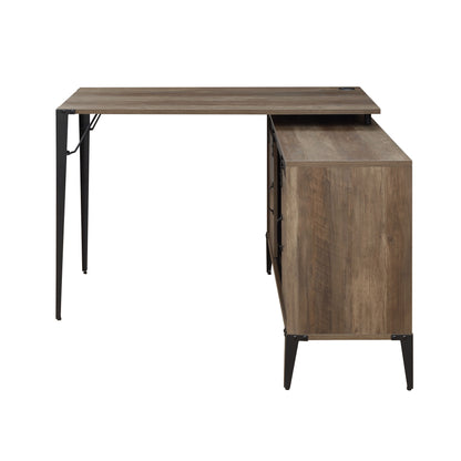 Zakwani Writing Desk - Rustic Oak & Black (48"W x 48"D x 31"H)