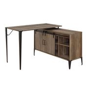 Zakwani Writing Desk - Rustic Oak & Black (48"W x 48"D x 31"H)