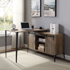 Zakwani Writing Desk - Rustic Oak & Black (48"W x 48"D x 31"H)
