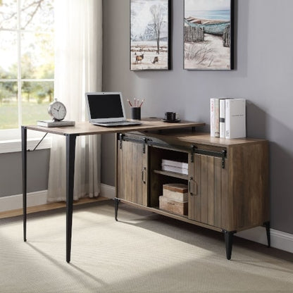 Zakwani Writing Desk - Rustic Oak & Black (48"W x 48"D x 31"H)