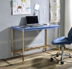 Midriaks Writing Desk W/USB - Navy Blue & Gold