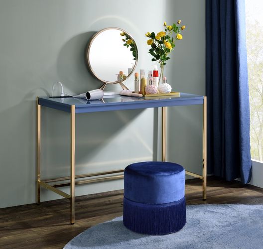 Midriaks Writing Desk W/USB - Navy Blue & Gold
