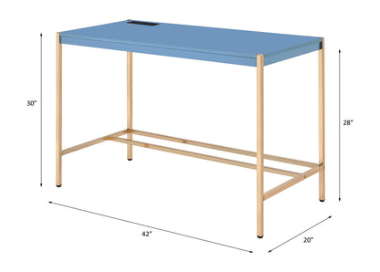 Midriaks Writing Desk W/USB - Navy Blue & Gold