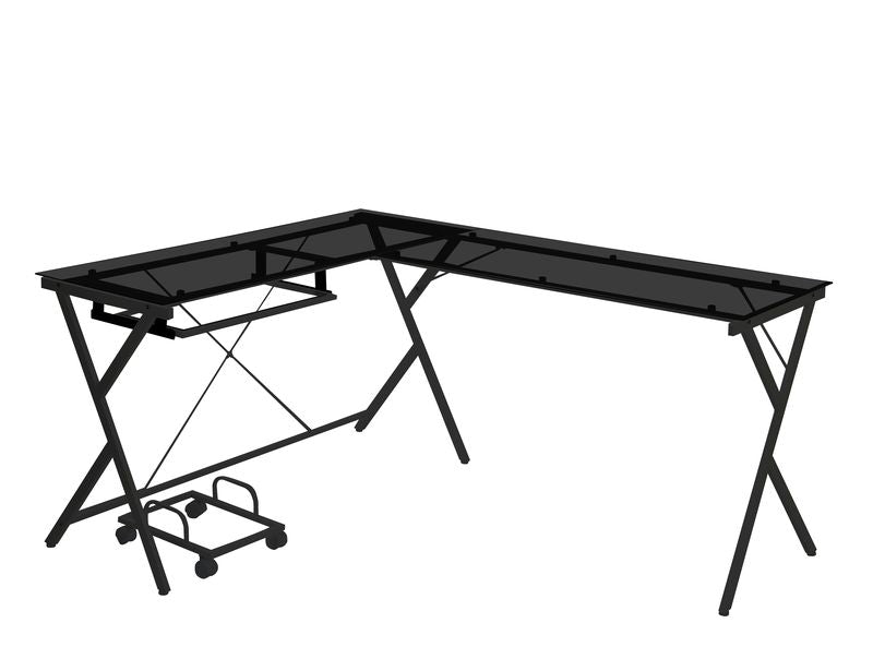 Demas 62"L Computer Desk with Tempered Glass