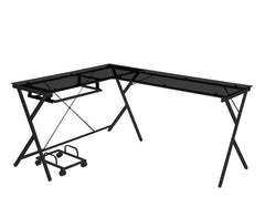 Demas 62"L Computer Desk with Tempered Glass