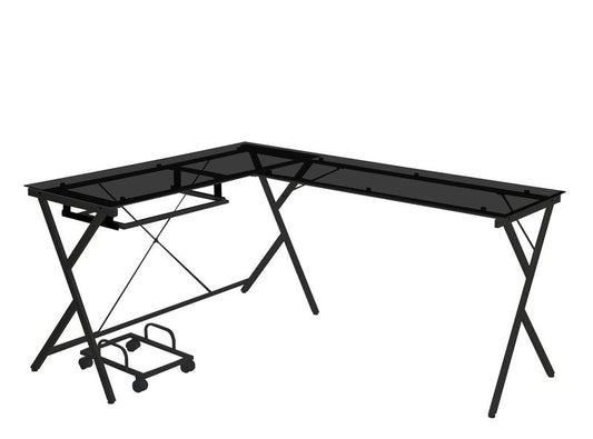 Demas 62"L Computer Desk with Tempered Glass