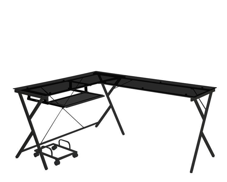 Demas 62"L Computer Desk with Tempered Glass
