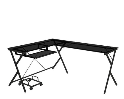 Demas 62"L Computer Desk with Tempered Glass