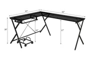 Demas 62"L Computer Desk with Tempered Glass