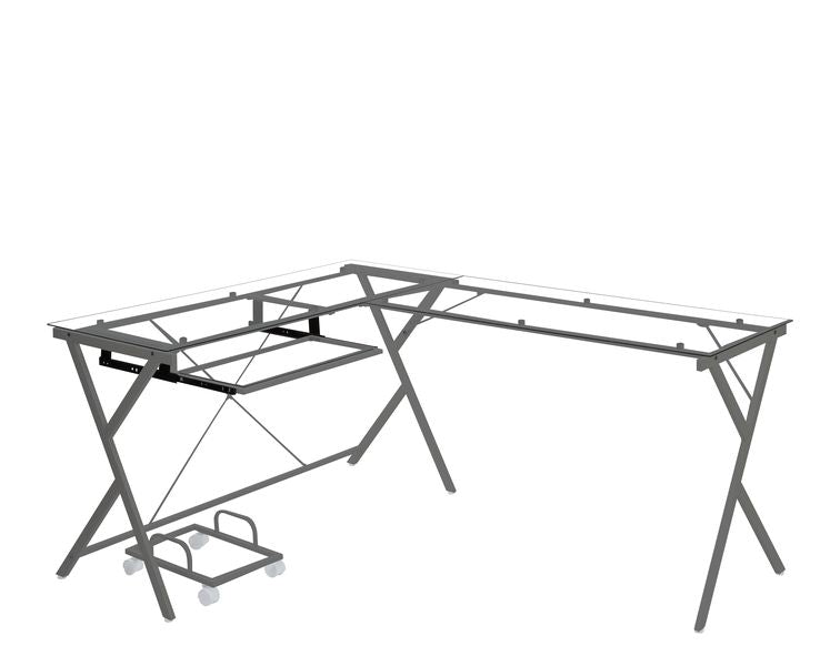 Demas 62"L Computer Desk with Tempered Glass
