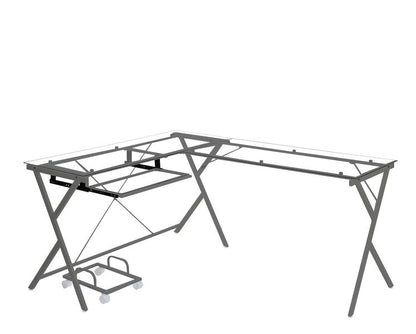 Demas 62"L Computer Desk with Tempered Glass