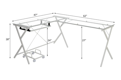 Demas 62"L Computer Desk with Tempered Glass
