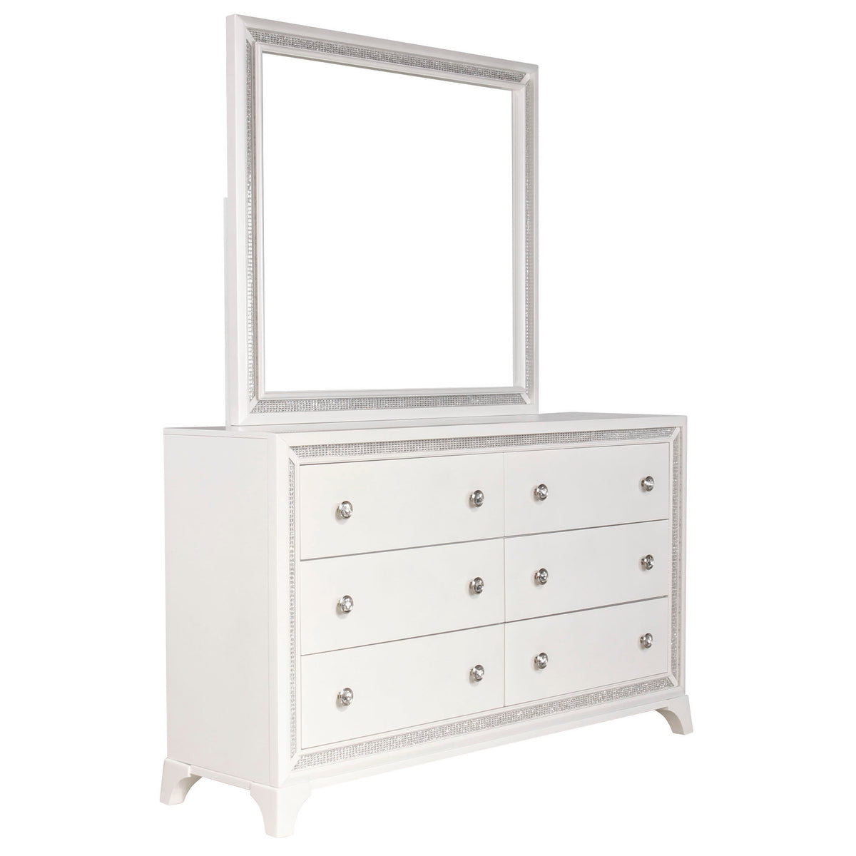 Cassie Dresser and Mirror Set in Pearl Finish