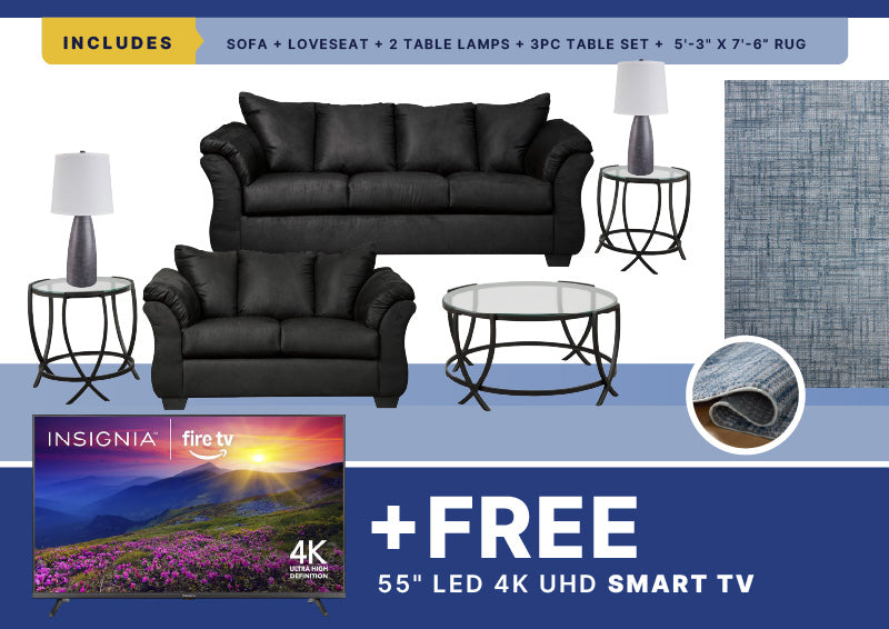 Free Smart TV + Darcy 8PC Living Room Package