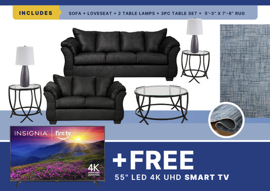 Free Smart TV + Darcy 8PC Living Room Package