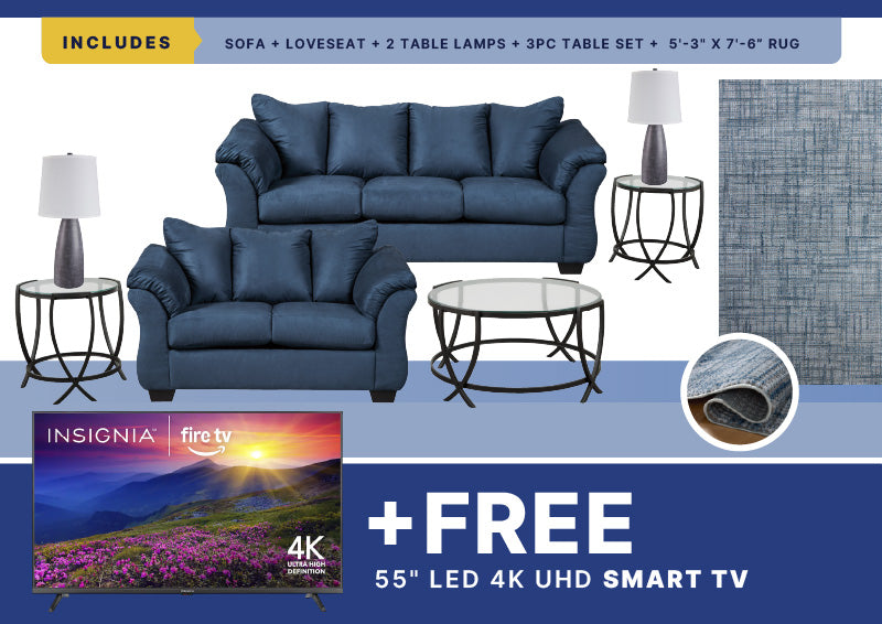 Free Smart TV + Darcy 8PC Living Room Package
