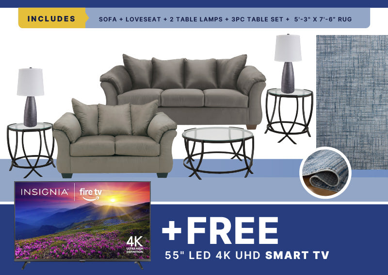 Free Smart TV + Darcy 8PC Living Room Package