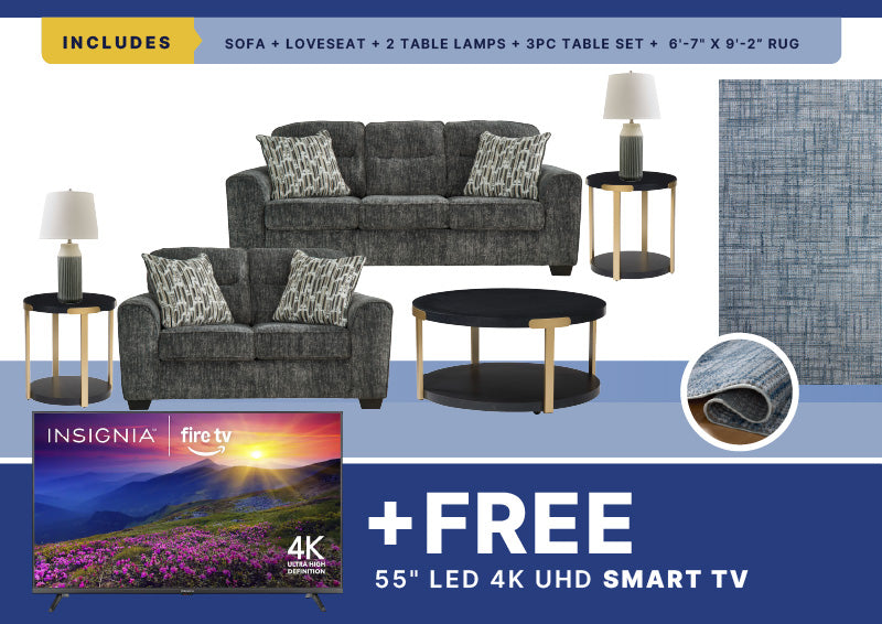Free Smart TV + Lonoke 8PC Living Room Package