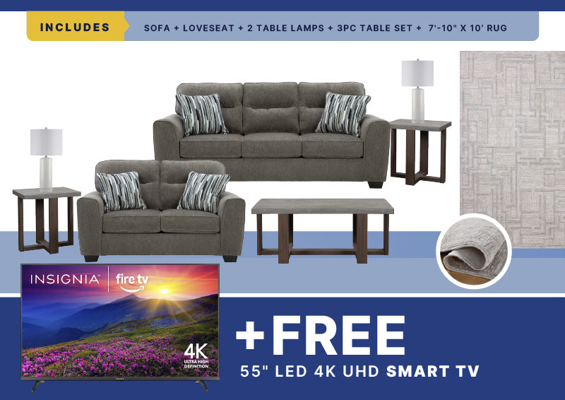 Free Smart TV +  Olten 8PC Living Room Package
