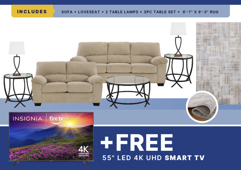 Free Smart TV +  SimpleJoy 8PC Living Room Package