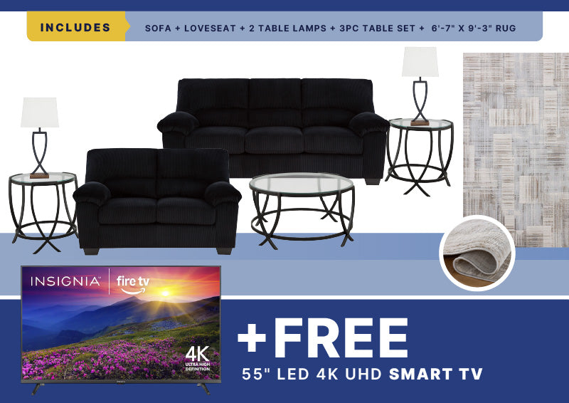 Free Smart TV +  SimpleJoy 8PC Living Room Package