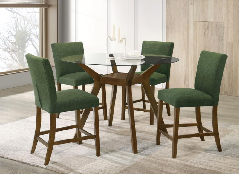Paxton 5-piece Round Glass Top Counter Height Dining Set