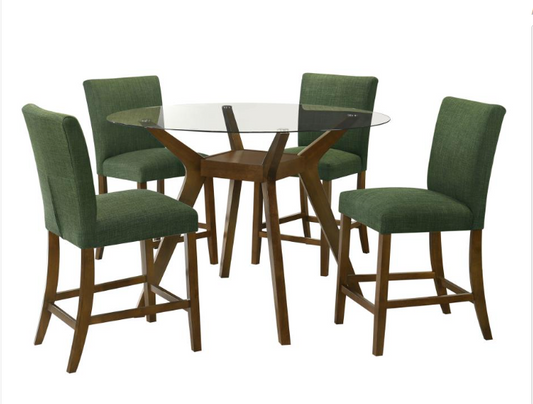 Paxton 5-piece Round Glass Top Counter Height Dining Set